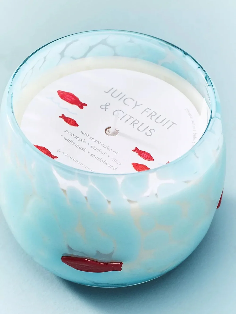 New Anthropologie Candied Fish Fruity Juicy & Citrus Glass Candle 8.81 oz